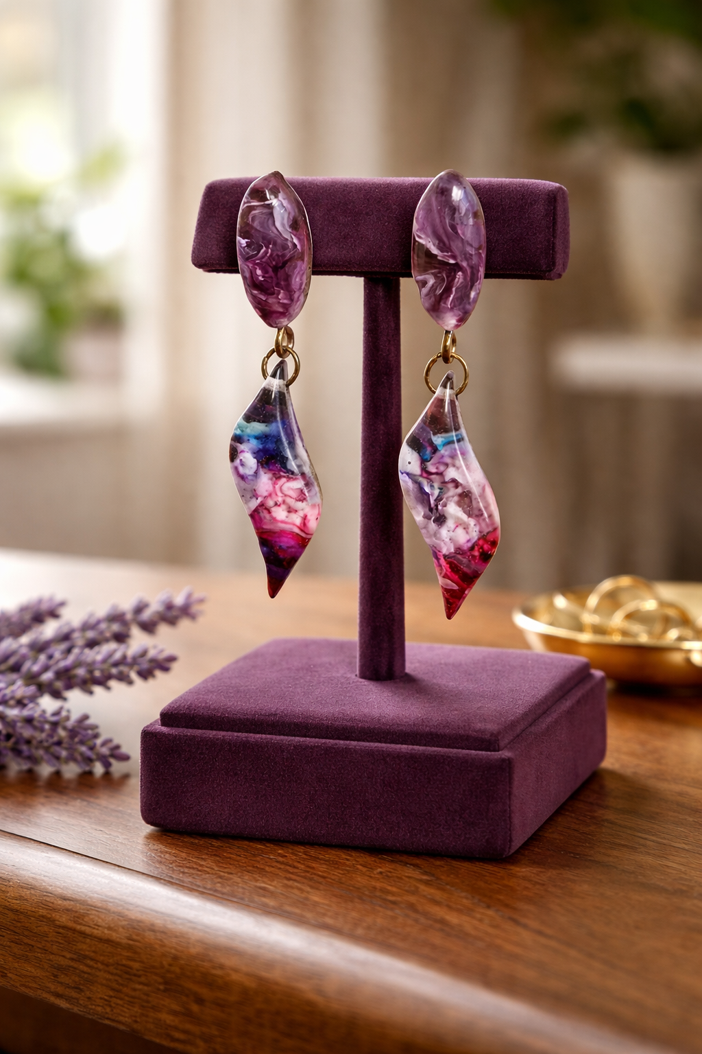 Pendientes de resina